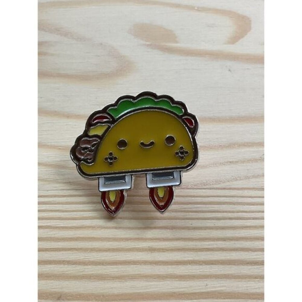 100% Soft Space Taco Enamel Pin Kawaii Cute Kidcore Food Rocket Lapel Badge